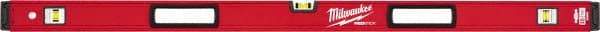 Milwaukee Tool - 48" Long 3 Vial Box Beam Level - Aluminum, Red, 1 Level & 2 Plumb Vials - Exact Tool & Supply