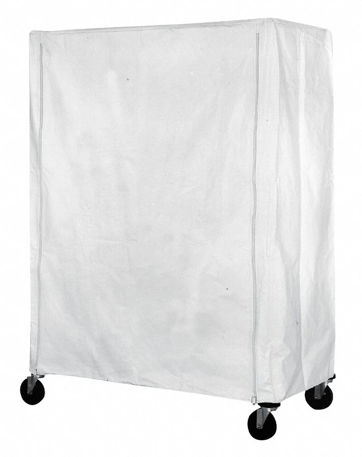 White Uncoated Polyester Zipper Cart Cover, 54"H x 48"L x 21"W
