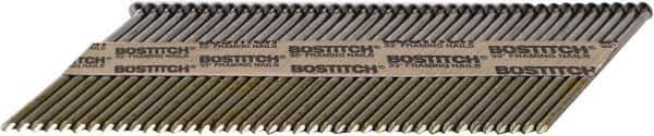 Stanley Bostitch - 12 Gauge 0.113" Shank Diam 2-3/8" Long Framing Nails for Power Nailers - Steel, Bright Finish, Smooth Shank, Angled Stick Paper Tape Collation, Round Head - Exact Tool & Supply