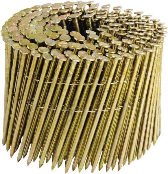 Stanley Bostitch - 11 Gauge 0.12" Shank Diam 3-1/4" Long Framing Nails for Power Nailers - Steel, Galvanized Finish, Smooth Shank, Coil Wire Collation, Round Head, Diamond Point - Exact Tool & Supply