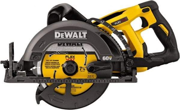 DeWALT - 60 Volt, 7-1/4" Blade, Cordless Circular Saw - 5,800 RPM, Lithium-Ion Batteries Not Included - Exact Tool & Supply
