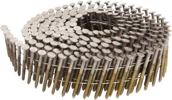 Stanley Bostitch - 13 Gauge 0.09" Shank Diam 1-1/4" Long Framing Nails for Power Nailers - Steel, Stainless Steel Finish, Ring Shank, Coil Wire Collation, Round Head, Blunt Diamond Point - Exact Tool & Supply