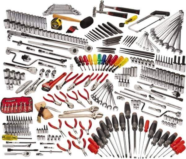 Proto - 334 Piece 1/4, 3/8 & 1/2" Drive Master Tool Set - Comes in Roller Cabinet - Exact Tool & Supply