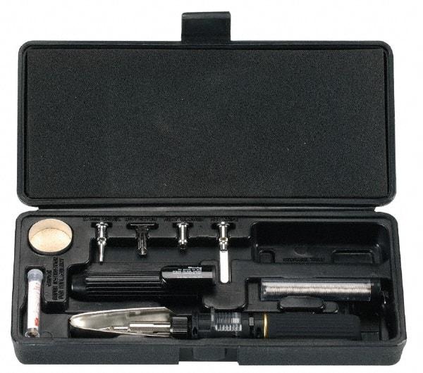 Sievert - 10 Piece Butane Soldering Kit - Includes 2.4mm Chisel, Deflector, Heat Blower, 1Hot Knife, Orifice, Solderpro 100, Solder Tray, Solderpro 100 Cap, Solder, Spring - Exact Tool & Supply