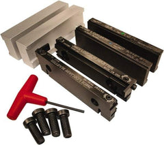 Jet Machining - 6" Jaw Width, " Jaw Height, Standard Vise Jaw Sets - Hardened Steel - Exact Tool & Supply