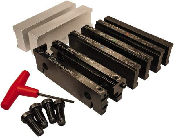 Jet Machining - 6" Jaw Width, " Jaw Height, Standard Vise Jaw Sets - Hardened Steel - Exact Tool & Supply