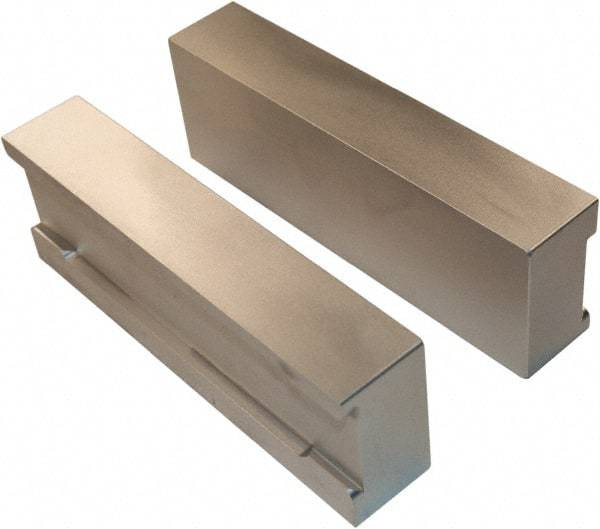 Jet Machining - 6" Wide x 2" High x 1-1/8" Thick, Flat/No Step Vise Jaw - Soft, Aluminum, Moveable Jaw, Compatible with 6" Vises - Exact Tool & Supply