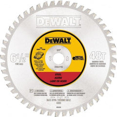 DeWALT - 6-1/2" Diam, 5/8" Arbor Hole Diam, 48 Tooth Wet & Dry Cut Saw Blade - Steel, Crosscutting Action, Standard Round Arbor - Exact Tool & Supply