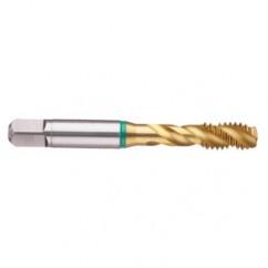 1-1/2-12 2B 6-Flute Cobalt Green Ring Semi-Bottoming 40 degree Spiral Flute Tap-TiN - Exact Tool & Supply