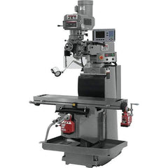 Jet - 54" Table Width x 12" Table Length, Variable Speed Pulley Control, 3 Phase Knee Milling Machine - R8 Spindle Taper, 5 hp - Exact Tool & Supply