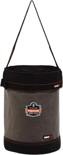 Ergodyne - 1 Pocket Gray & Black Canvas Tool Bucket - 12-1/2" Wide x 12-1/2" Deep x 17" High - Exact Tool & Supply