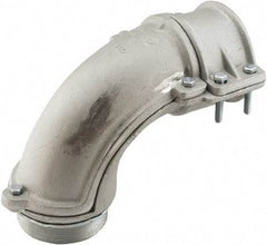 Hubbell-Raco - 4" Trade, Malleable Iron Squeeze Clamp Angled FMC Conduit Connector - Exact Tool & Supply