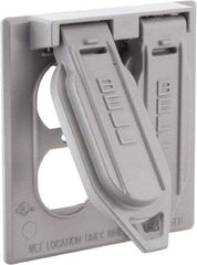 Hubbell-Raco - 2 Outlet, Powder Coat Finish, Rectangle Weather Resistant Box Cover - 1" Long x 4-17/32" Wide x 4-17/32" High, Wet Location, Aluminum, UL Listed - Exact Tool & Supply