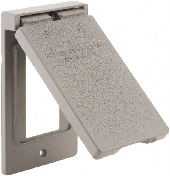 Hubbell-Raco - 1 Outlet, Powder Coat Finish, Rectangle Weather Resistant Box Cover - 0.797" Long x 2-3/4" Wide x 4-1/2" High, Wet Location, Aluminum, UL Listed - Exact Tool & Supply