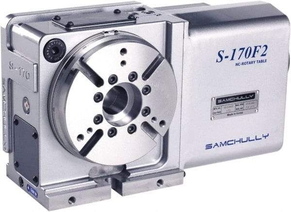 Samchully - 1 Spindle, 310mm Horizontal & Vertical Rotary Table - 350 kg (770 Lb) Max Horiz Load, 225mm Centerline Height, 105mm Through Hole - Exact Tool & Supply
