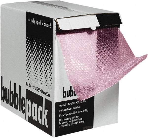 Made in USA - 600" Long x 24" Wide, Antistatic Bubble Roll - Pink, Standard Grade - Exact Tool & Supply