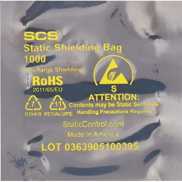 Made in USA - 4" Long x 4" Wide, 3.1 mil Thick, Open Top Static Shield Bag - Transparent, Metal-In, Standard Grade - Exact Tool & Supply