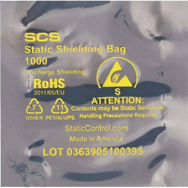 Made in USA - 4" Long x 2" Wide, 3.1 mil Thick, Open Top Static Shield Bag - Transparent, Metal-In, Standard Grade - Exact Tool & Supply
