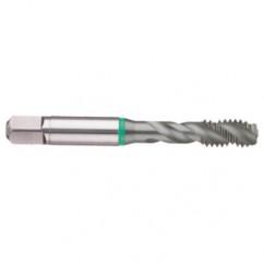 1-1/2-12 2B 6-Flute Cobalt Green Ring Semi-Bottoming 40 degree Spiral Flute Tap-TiCN - Exact Tool & Supply