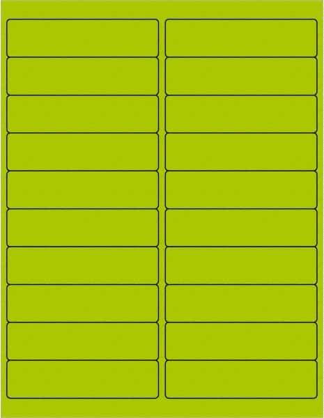 Tape Logic - 4" Long, Fluorescent Green Paper Laser Label - For Laser Printers - Exact Tool & Supply