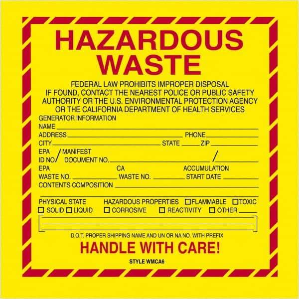 Tape Logic - 6" Long, Yellow/Red/Black/Gray Vinyl D.O.T. Labels - For Multi-Use - Exact Tool & Supply