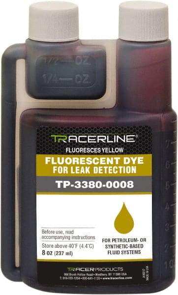 Spectroline - 8 oz Bottle Yellow Automotive Leak Detection Dye - For Engine Oil (Gasoline & Diesel), Power Steering, Automatic Transmission, Fuel (Gasoline & Diesel), Hydraulics - Exact Tool & Supply