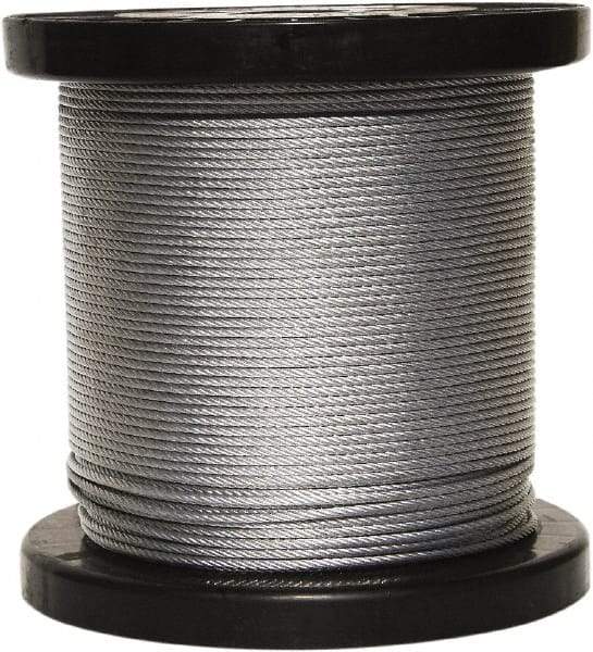 Loos & Co. - 250' Long, 1/16" x 1/16" Diam, Galvanized Wire Rope - 480 Lb Breaking Strength, 7 x 7 - Exact Tool & Supply