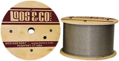 Loos & Co. - 3/32" x 1/16" Diam, Galvanized Steel Wire Rope - 480 Lb Breaking Strength, 7 x 7, Vinyl Coating - Exact Tool & Supply