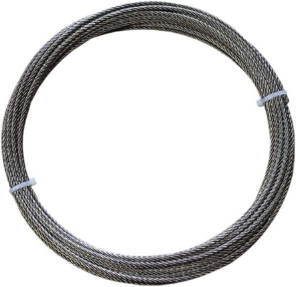 Loos & Co. - 100' Long, 1/16" x 1/16" Diam, Stainless Steel Wire Rope - 480 Lb Breaking Strength, 7 x 19 - Exact Tool & Supply