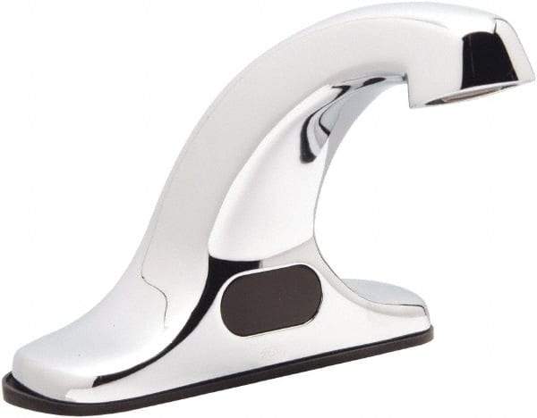 Zurn - Chrome Plated Electronic Internal Temperature Control Mixer Sensor Faucet - Powered by 4 AA Batteries, Standard Spout, Single Hole Mounting Centers - Exact Tool & Supply