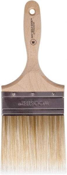 Wooster Brush - 4" Flat Polyester Wall Brush - 3-15/16" Bristle Length, 5-3/8" Wood Beavertail Handle - Exact Tool & Supply