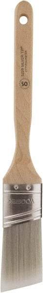 Wooster Brush - 1-1/2" Oval/Angle Polyester Angular Brush - 2-7/16" Bristle Length, 5.756" Wood Fluted Handle - Exact Tool & Supply