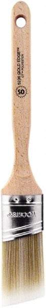 Wooster Brush - 1-1/2" Oval/Angle Polyester Angular Brush - 2-7/16" Bristle Length, 6-1/8" Wood Fluted Handle - Exact Tool & Supply