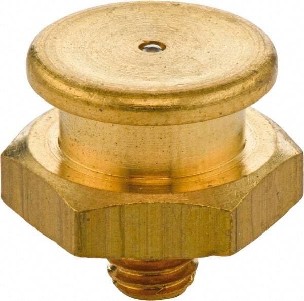 Umeta - Straight Head Angle, M8x1 Metric Brass Button-Head Grease Fitting - 17mm Hex, 17mm Overall Height - Exact Tool & Supply