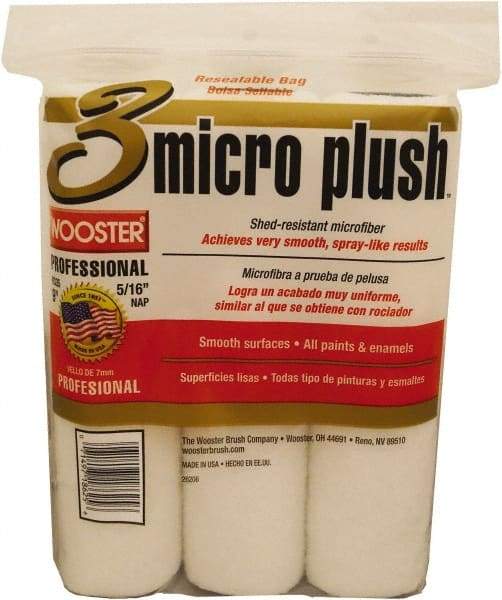 Wooster Brush - 5/16" Nap, 9" Wide Paint Roller Cover - Smooth Texture, Microfiber - Exact Tool & Supply