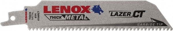 Lenox - 6" Long x 1" Thick, Bi-Metal Reciprocating Saw Blade - Tapered Profile, 8 TPI, Toothed Edge, Tang Shank - Exact Tool & Supply
