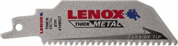 Lenox - 4" Long x 1" Thick, Bi-Metal Reciprocating Saw Blade - Tapered Profile, 8 TPI, Toothed Edge, Tang Shank - Exact Tool & Supply