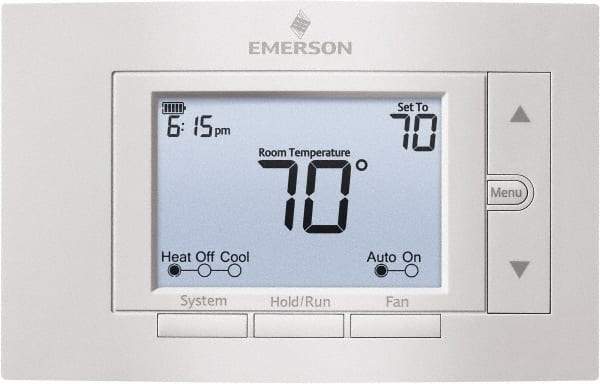 White-Rodgers - 50 to 99°F, 2 Heat, 2 Cool, Digital Programmable Multi-Stage Thermostat - 20 to 30 Volts, 1.77" Inside Depth x 1.77" Inside Height x 5-1/4" Inside Width, Horizontal Mount - Exact Tool & Supply