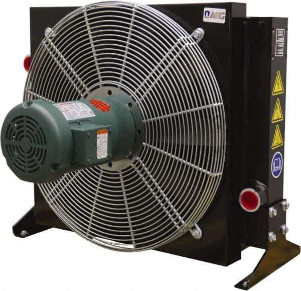 AKG Thermal Systems - SAE #20, 1 Fan Mount, Liquid-To-Air Aluminum Brazed Process Equipment Heat Exchanger - Oil Cooler, Ethylene Glycol/Water Mixture Cooler, 24.03" High x 26.38" Wide x 18" Deep, 250°F Max - Exact Tool & Supply
