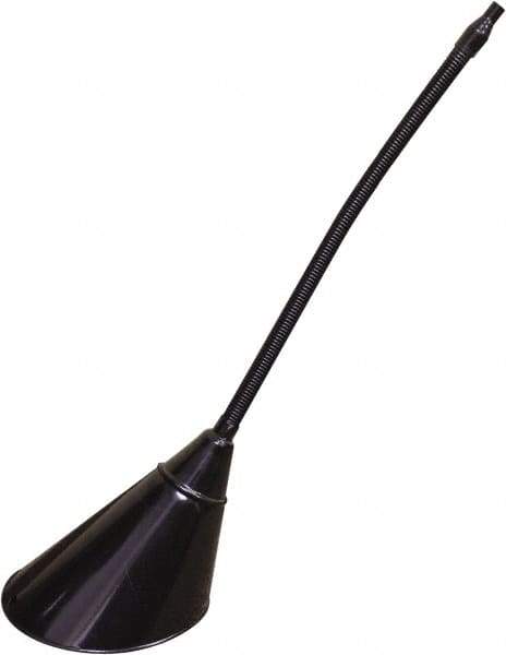 Funnel King - 2 Qt Capacity Galvanized Steel Funnel - 7" Mouth OD, 1/2" Tip OD, 17" Flexible Spout, Black - Exact Tool & Supply