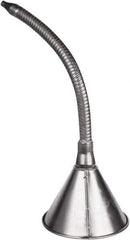 Funnel King - 1 Qt Capacity Galvanized Steel Funnel - 6-3/8" Mouth OD, 7/16" Tip OD, 14" Flexible Spout, Silver - Exact Tool & Supply