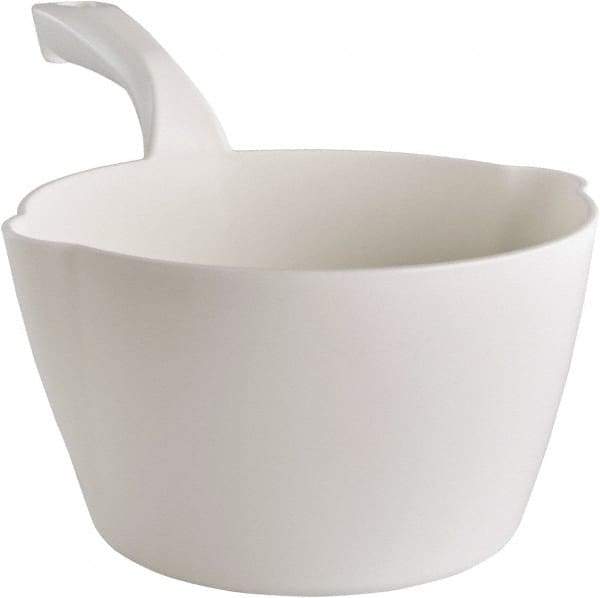 Remco - 64 oz White Polypropylene Round Bottom Scoop - 8.3" Wide x 4-1/2" Deep Bowl, 5-1/2" Handle Length, 13" OAL - Exact Tool & Supply