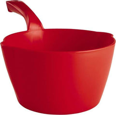 Remco - 64 oz Red Polypropylene Round Bottom Scoop - 8.3" Wide x 4-1/2" Deep Bowl, 5-1/2" Handle Length, 13" OAL - Exact Tool & Supply
