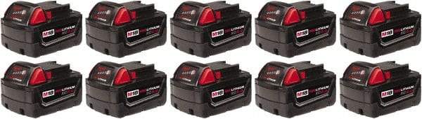 Milwaukee Tool - 18 Volt Lithium-Ion Power Tool Battery - 5 Ahr Capacity, 1 hr Charge Time, Series M18 XC RED - Exact Tool & Supply