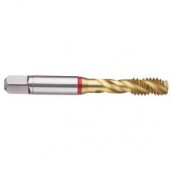 1-1/4-12 2B 5-Flute PM Cobalt Red Ring Semi-Bottoming 40 degree Spiral Flute Tap-TiN - Exact Tool & Supply