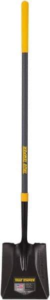 True Temper - 10-3/8" High x 9-3/4" Wide Square Steel Shovel - 47" Long Fiberglass Straight Handle, Turned - Exact Tool & Supply
