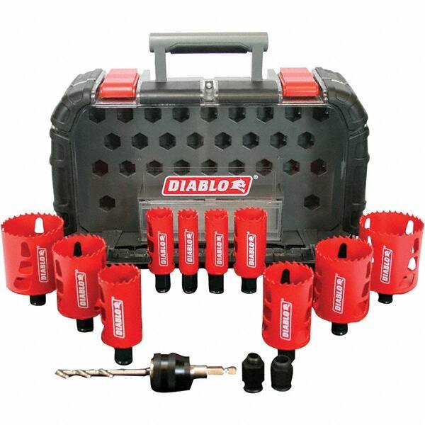 Freud - Hole Saw Kits Minimum Saw Diameter (Inch): 7/8 Maximum Saw Diameter (Inch): 2-9/16 - Exact Tool & Supply
