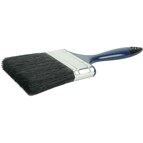 4″ Varnish Brush, Black China Bristle Fill, 3″ Trim Length, Blue Foam Handle - Exact Tool & Supply