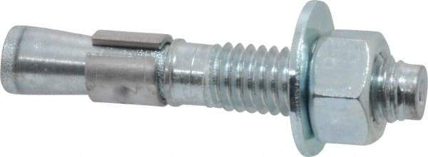 Red Head - 3/8" Diam, 3/8" Drill, 2-1/4" OAL, Wedge Expansion Concrete Anchor - Grade 3 Steel, Zinc-Plated Finish, Tie Wire Head, 1-1/8" Thread Length - Exact Tool & Supply