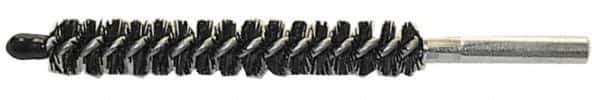 Schaefer Brush - 4" Brush Length, 7/8" Diam, Nylon Single Stem, Single Spiral Condenser Tube Brush - 6-1/4" Long, Nylon, 12-24 Female Connection - Exact Tool & Supply